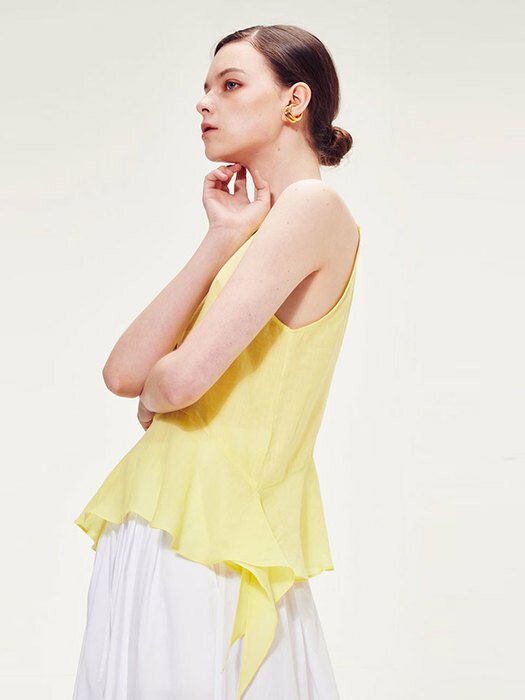 LINEN SQUARE NECK TOP_YELLOW