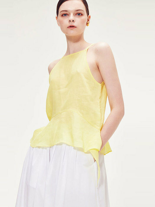LINEN SQUARE NECK TOP_YELLOW