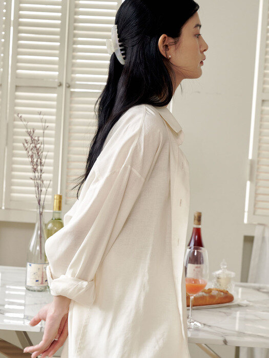 Linen Oversized Shirt_Ivory