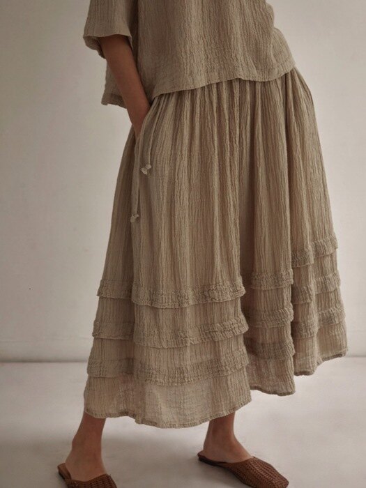 Linen Crease Skirt - 2color