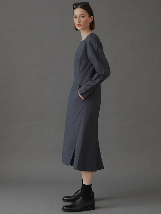 Nellia A-line Dart Dress_Gray