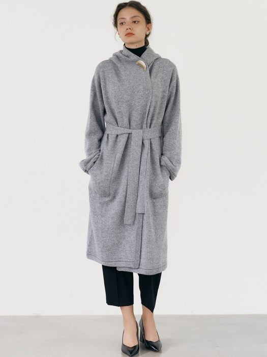 CO CASHMERE HOODIE KNIT COAT_GREY