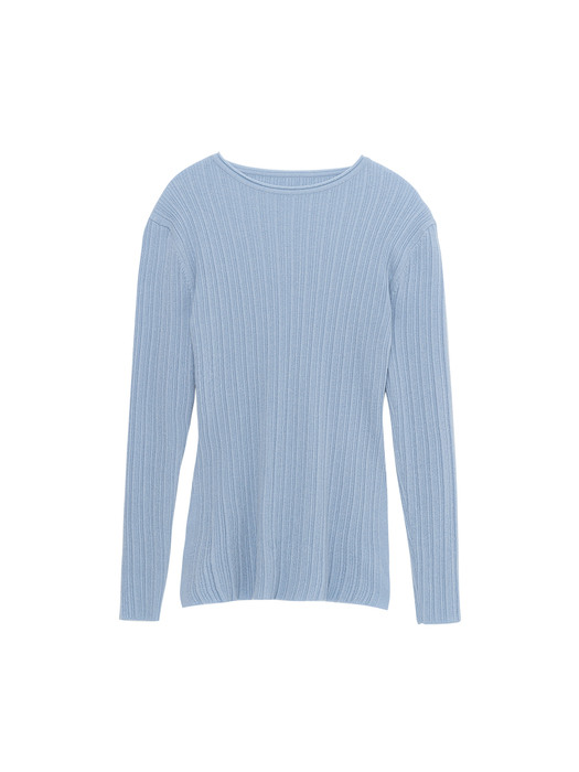 RIBBED CASHMERE BLEND KNIT BABY BLUE