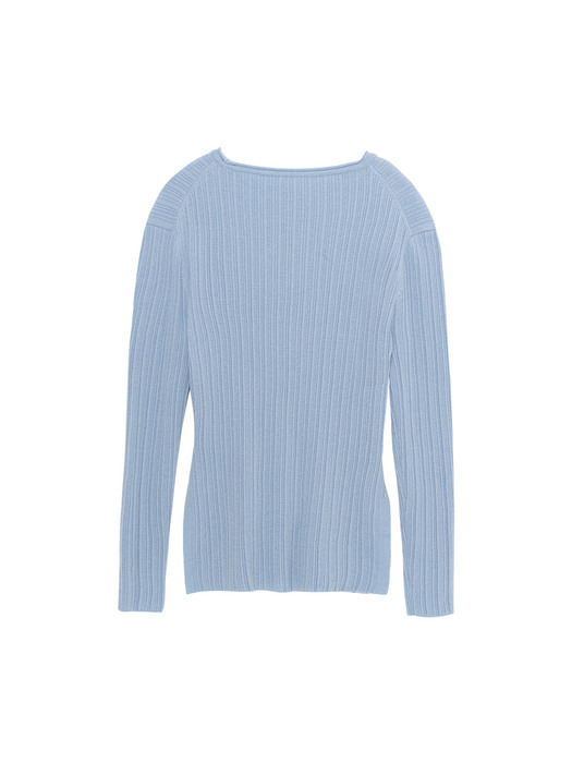 RIBBED CASHMERE BLEND KNIT BABY BLUE