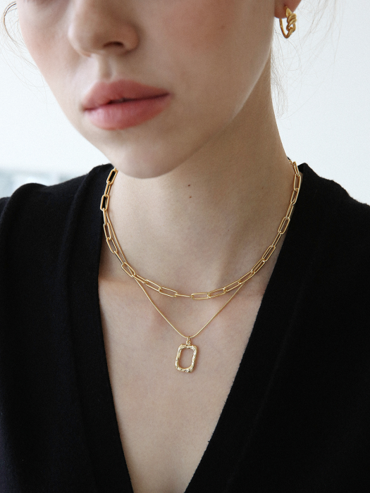pendant layered chain necklace N031