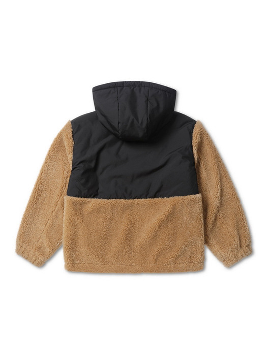 Contrasted Fleece Hooded Jacket_QUOAX21600BKX