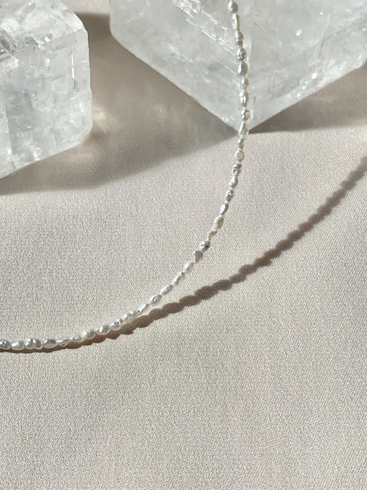 2mm tiny rice pearl necklace