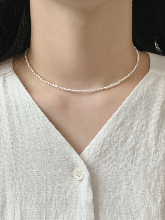 2mm tiny rice pearl necklace