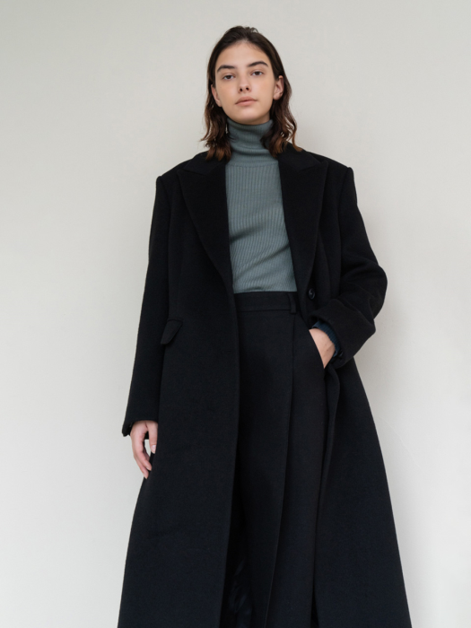 PEAKED SEMI DOUBLE COAT (BLACK)