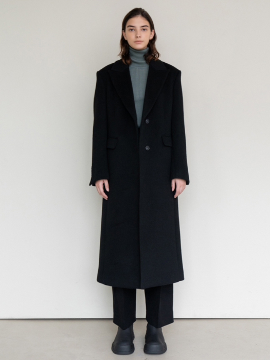 PEAKED SEMI DOUBLE COAT (BLACK)