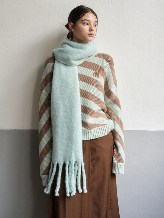 21 Winter_ Mint Diagonal Stripe Sweater