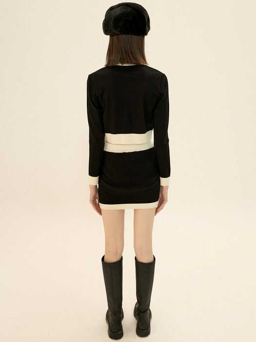 [SET] Classic knit cardigan + skirt_Black