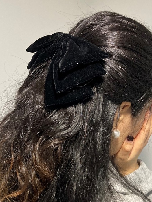 [단독]Velvet Ribbon Hair Pin