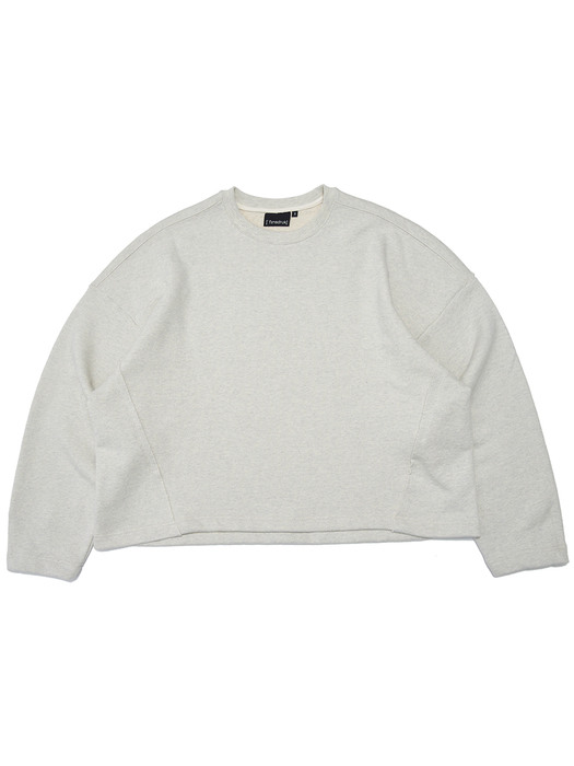 COTTON EMBROIDERY OVERSIZED SWEAT CROPPED TOP(Cream)