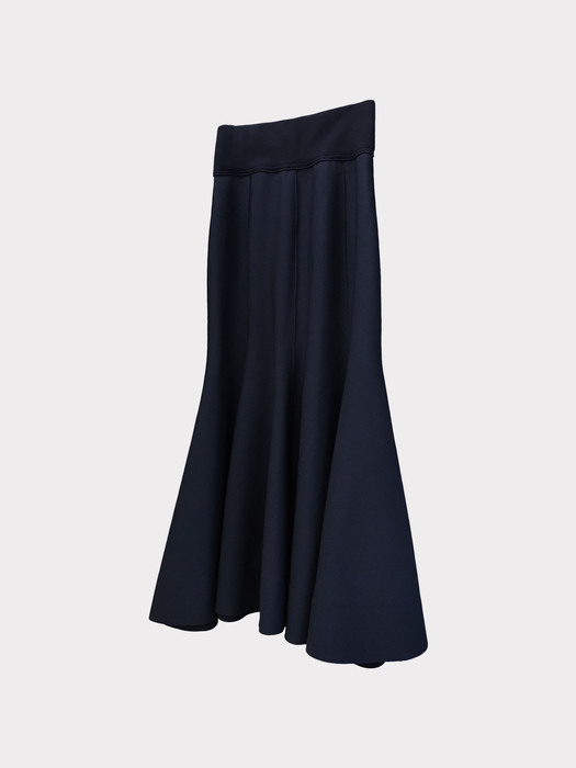 Godet-Panel Long Skirt 21 (Navy)
