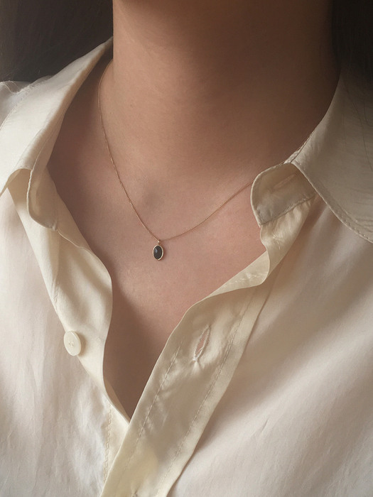 14k oval onyx necklace
