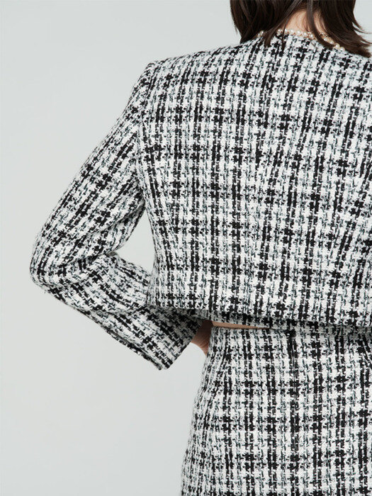 INES WHITE OUT POCKET TWEED JACKET