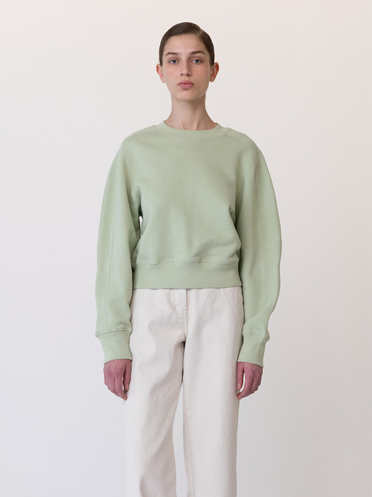 Volume sleeve cropped sweatshirt (mint)