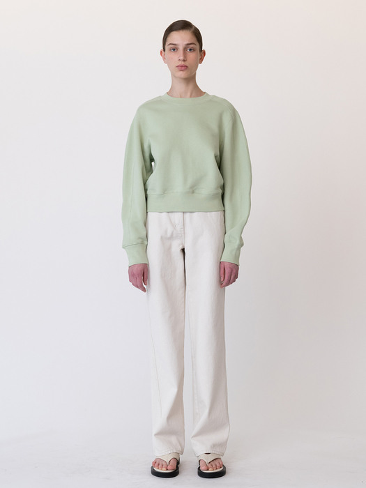 Volume sleeve cropped sweatshirt (mint)