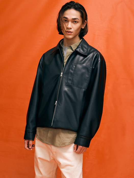 [Conscious] Eco Leather Bomber Jacket