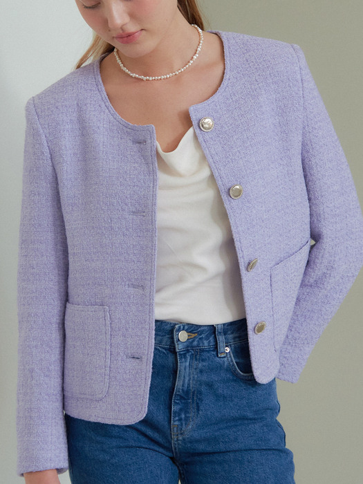 MARIE ROUND TWEED JACKET_VIOLET