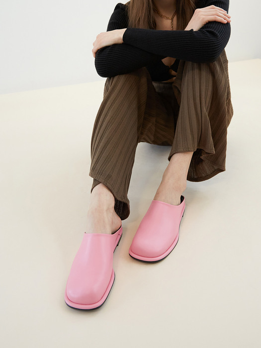 Lisa Mules Leather Pink