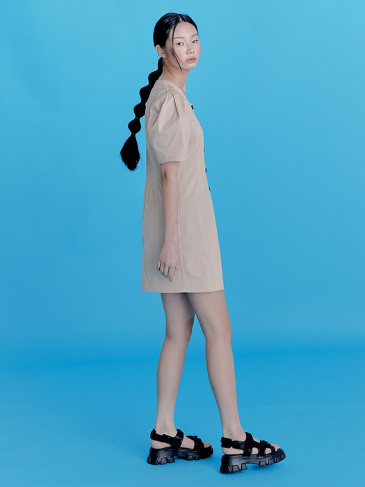 Volume Sleeve Mini Dress  Beige Camel (KE2371M04A)