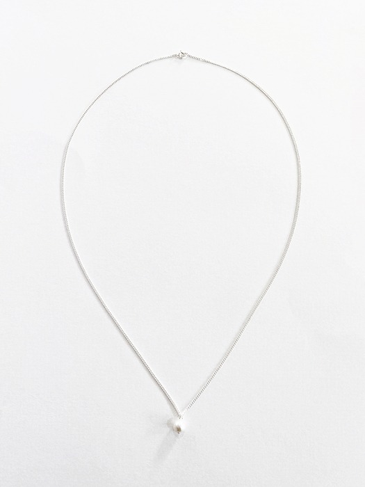 [Silver] Pearl Charm Long Necklace