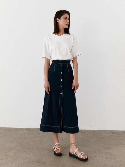 TWR STITCH BUTTON SKIRT_ 2 COLORS