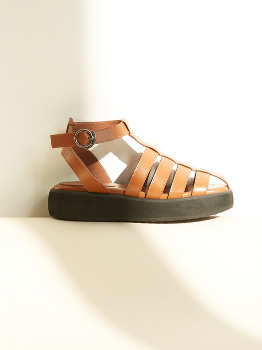 Ares Caged Sandals Leather Brown
