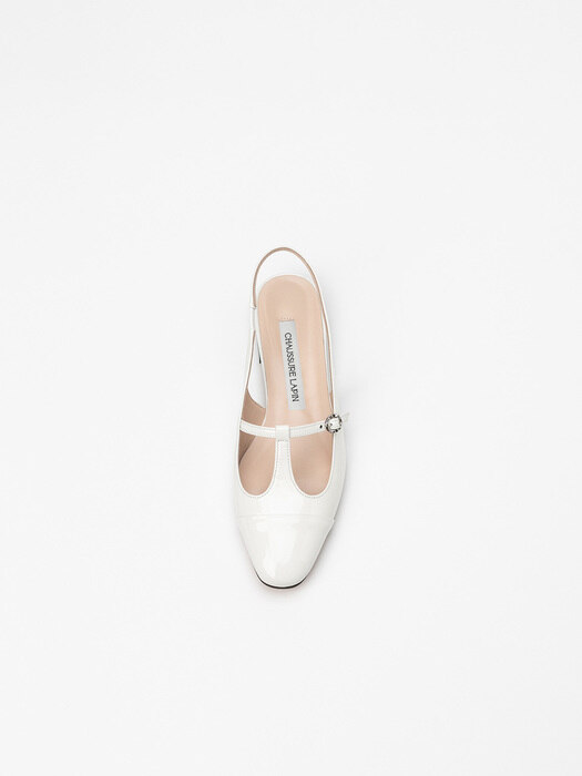 Lyard Maryjane Slingback Flat shoes in Milky White Patent