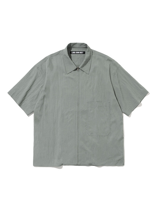 zip up pocket s/s shirts greyish blue