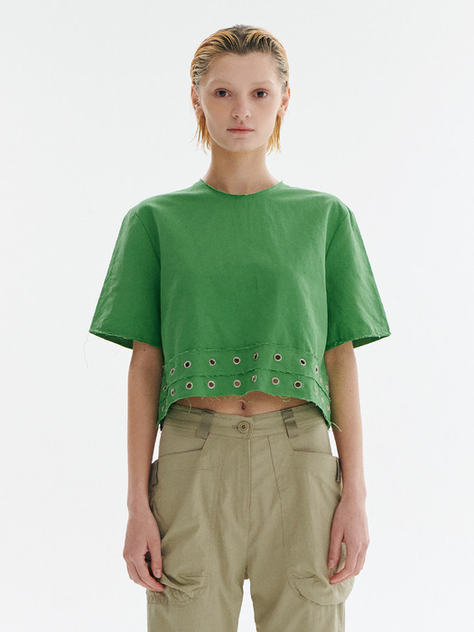 Two Line punching Blouse [Green]