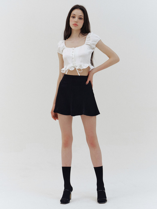 black satin line mini skirt