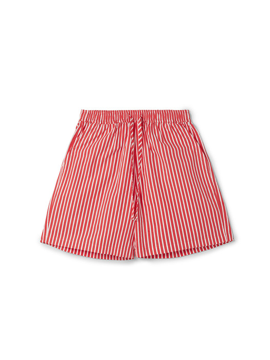 Unisex Stripe Cotton Shorts_Red
