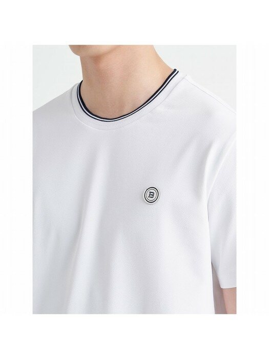 남성 화이트 로고 원포인트 반팔 라운드넥 티셔츠 (BJ2642B051)