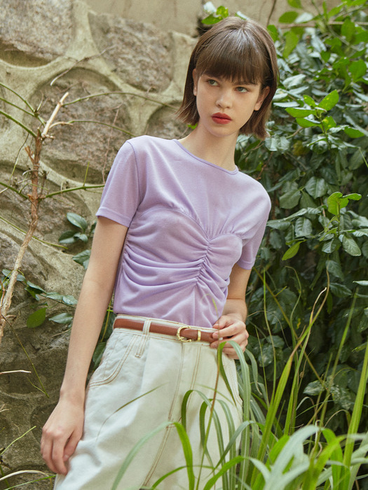 [LINE] Shirring Top Layered T-Shirt (Lavender)