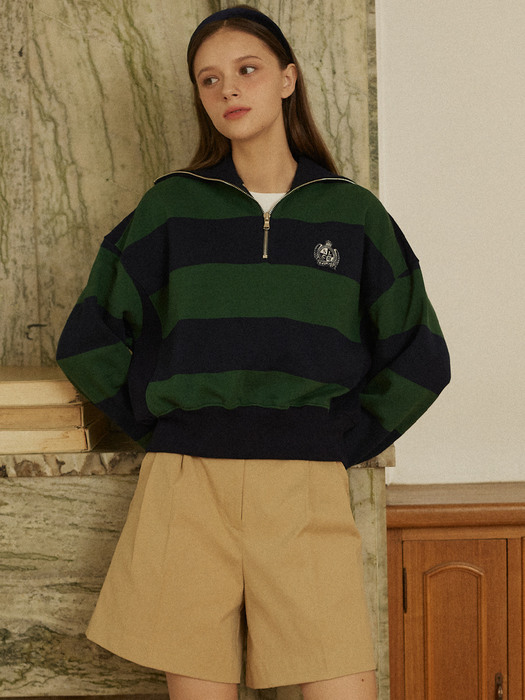Royal Emblem Stripe Sweatshirt - Green