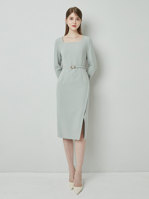 SCARLETT Square neck pencil dress_mint