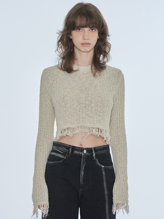 LONG SLEEVE TASSEL KNIT TOP (mix2)