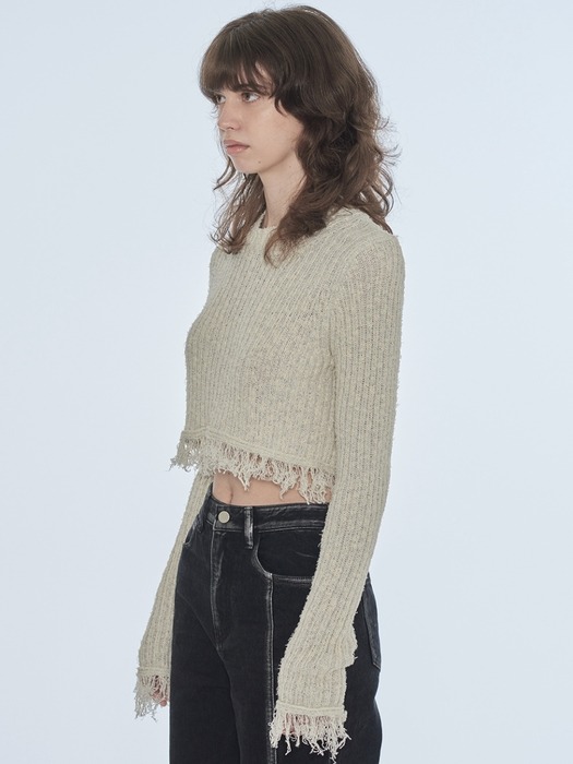 LONG SLEEVE TASSEL KNIT TOP (mix2)