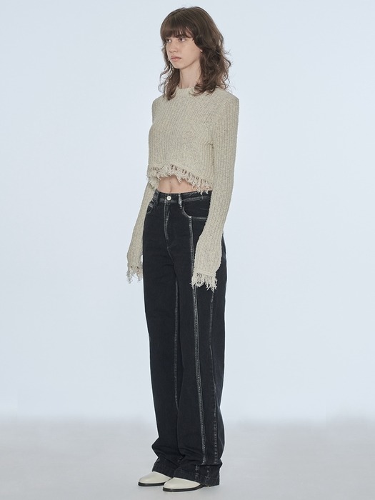 LONG SLEEVE TASSEL KNIT TOP (mix2)