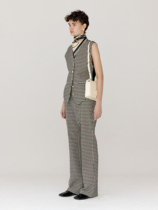 VETTY Check Pattern Vest - Black/Beige Check