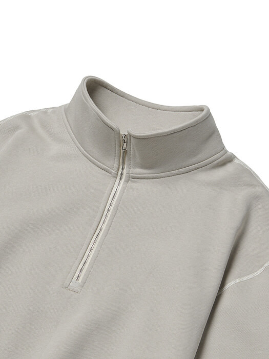 Shoulder Split Half Zip Sweatshirts Solid Blend