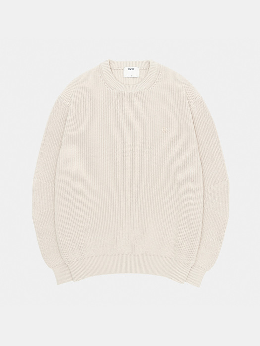 COTTON CURVED SLEEVE PULLOVER_IVORY