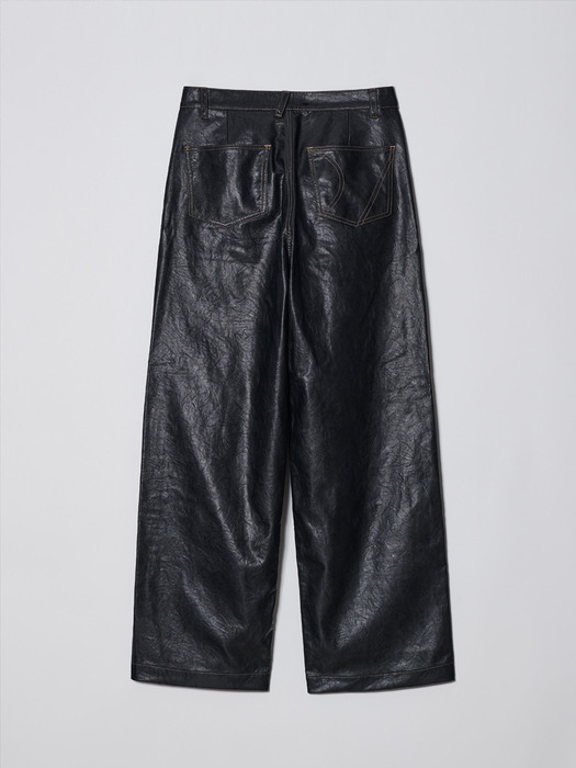 DIAGONAL X VICTORIA TUCK WIDE MIXED PANTS (black)