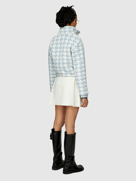 HOUNDSTOOTH KNIT JACKET - LIGHT BLUE