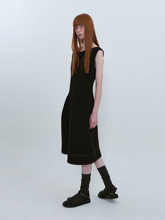Sleeveless Wool Dress_BLACK