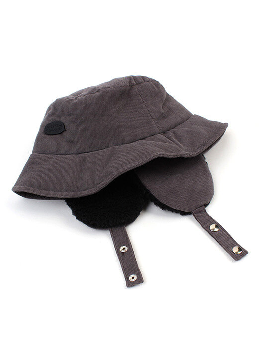 Gray Corduroy Earflap Bucket Hat 귀달이모자