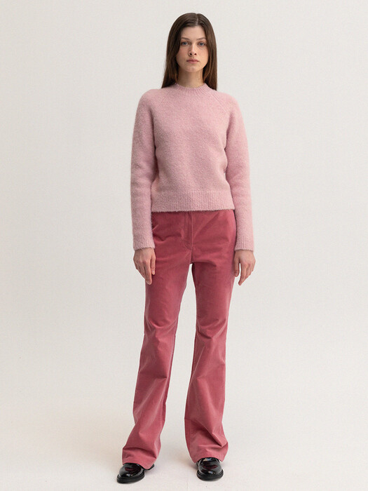 velvet texture flared pants (pink)